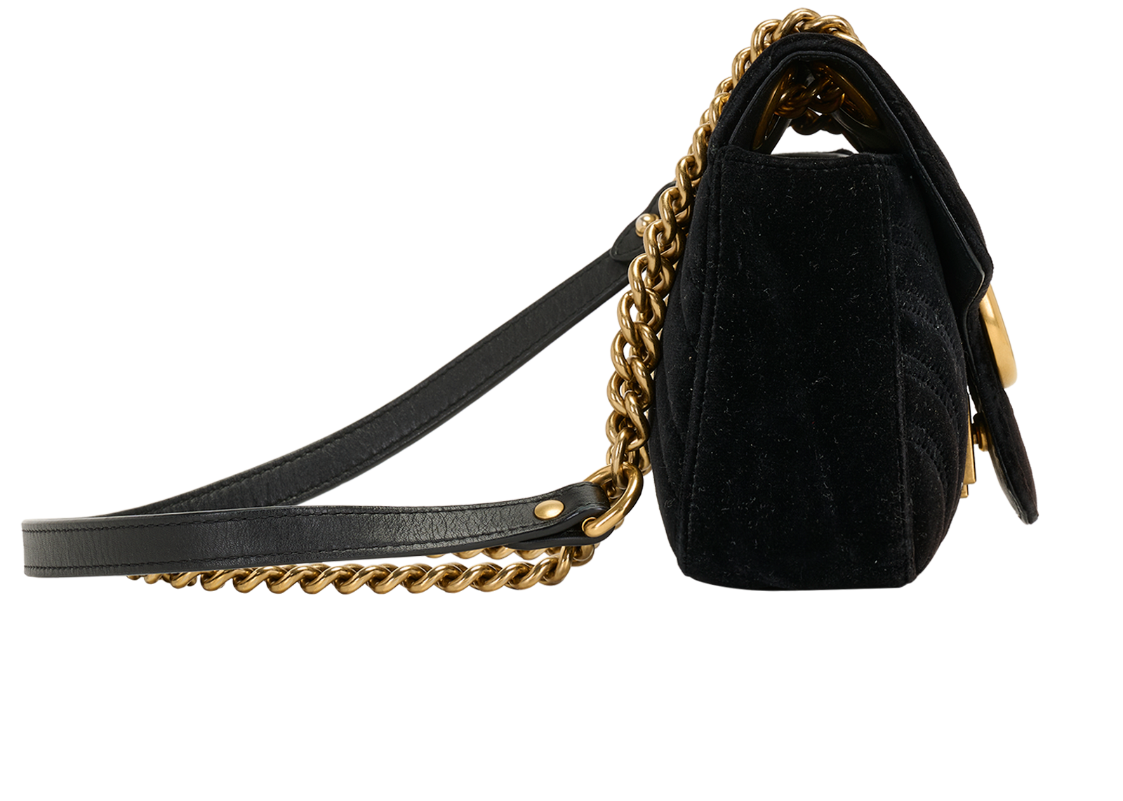 Small GG Marmont, &pound;520, Handbags, Black, Velvet, Side view